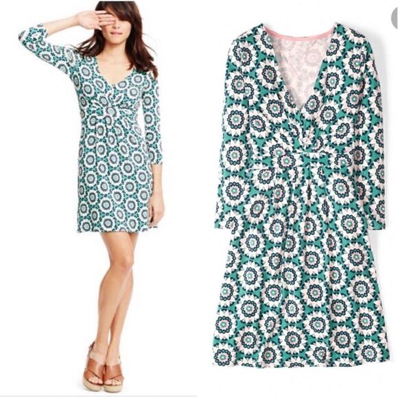 Boden Marion Green Mandala Print 3/4 Length Sleeve Tunic Dress | SZ 6P - Picture 10 of 10